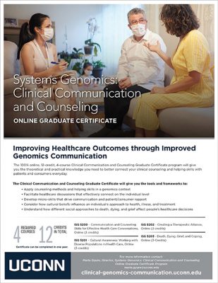 UConn Systems Genomics: Clinical Communication and Counseling Online Graduate Certificate
